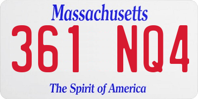 MA license plate 361NQ4