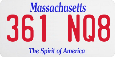 MA license plate 361NQ8