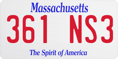 MA license plate 361NS3