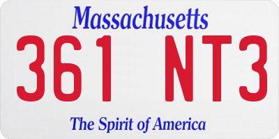 MA license plate 361NT3