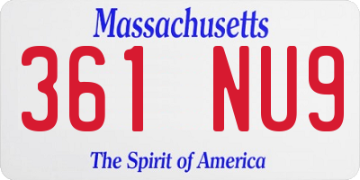 MA license plate 361NU9