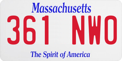 MA license plate 361NW0