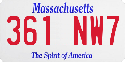 MA license plate 361NW7