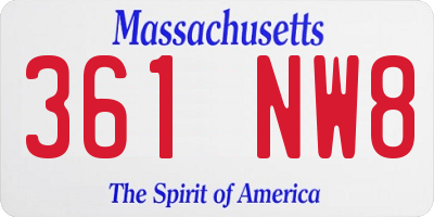 MA license plate 361NW8