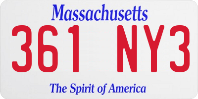 MA license plate 361NY3