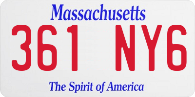 MA license plate 361NY6