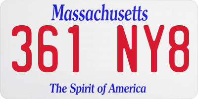 MA license plate 361NY8
