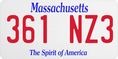 MA license plate 361NZ3