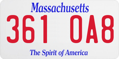 MA license plate 361OA8