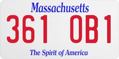 MA license plate 361OB1