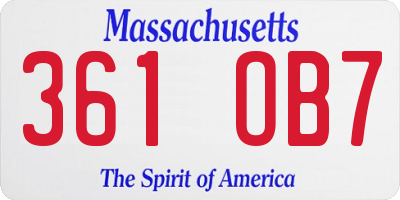 MA license plate 361OB7