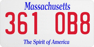 MA license plate 361OB8