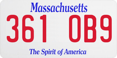 MA license plate 361OB9