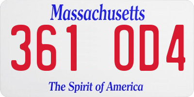 MA license plate 361OD4