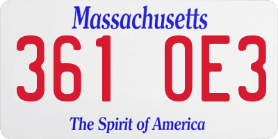 MA license plate 361OE3
