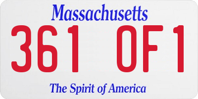 MA license plate 361OF1