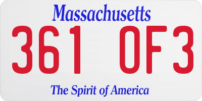 MA license plate 361OF3