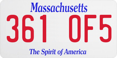 MA license plate 361OF5