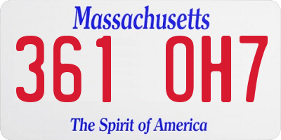 MA license plate 361OH7