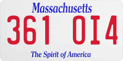 MA license plate 361OI4