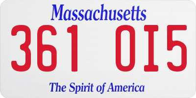 MA license plate 361OI5