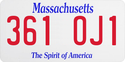 MA license plate 361OJ1
