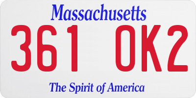 MA license plate 361OK2