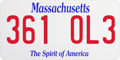 MA license plate 361OL3