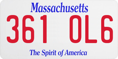 MA license plate 361OL6
