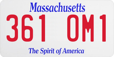 MA license plate 361OM1