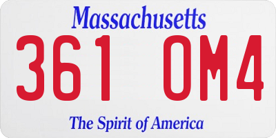 MA license plate 361OM4