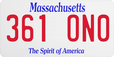 MA license plate 361ON0