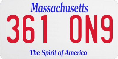 MA license plate 361ON9