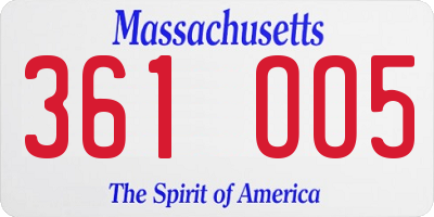 MA license plate 361OO5