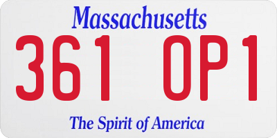 MA license plate 361OP1