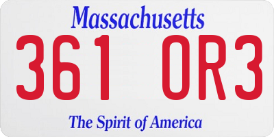 MA license plate 361OR3