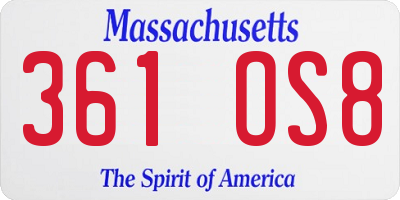 MA license plate 361OS8