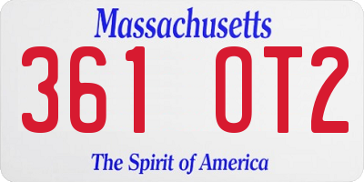 MA license plate 361OT2