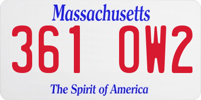 MA license plate 361OW2