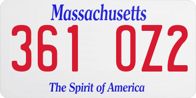 MA license plate 361OZ2