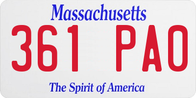 MA license plate 361PA0