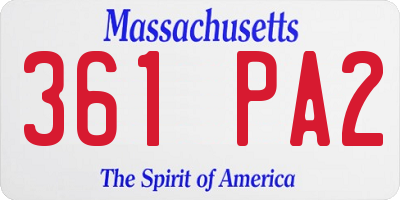MA license plate 361PA2