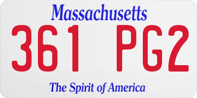 MA license plate 361PG2