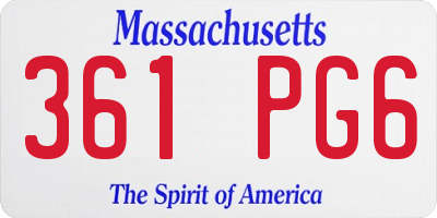 MA license plate 361PG6