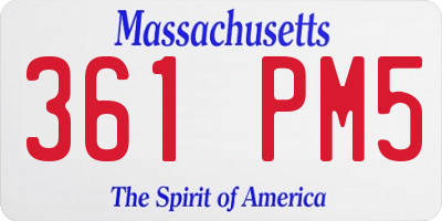 MA license plate 361PM5
