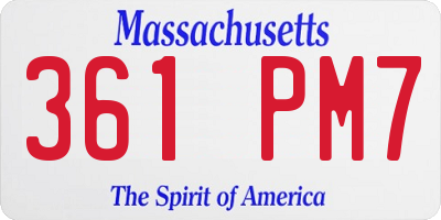 MA license plate 361PM7