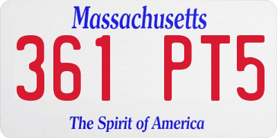 MA license plate 361PT5