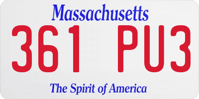 MA license plate 361PU3