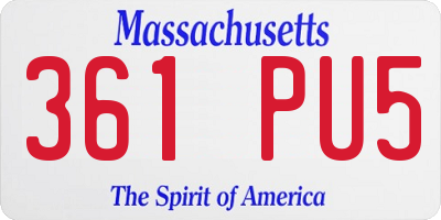 MA license plate 361PU5