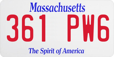 MA license plate 361PW6